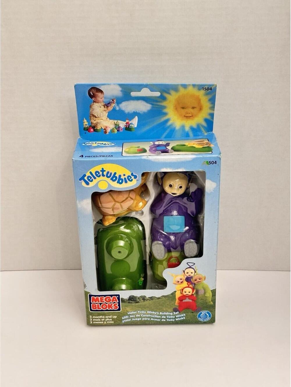 Nib - Vintage Teletubbies Soft Mega Bloks Stacking Blocks 1998 Tinky Winky’s